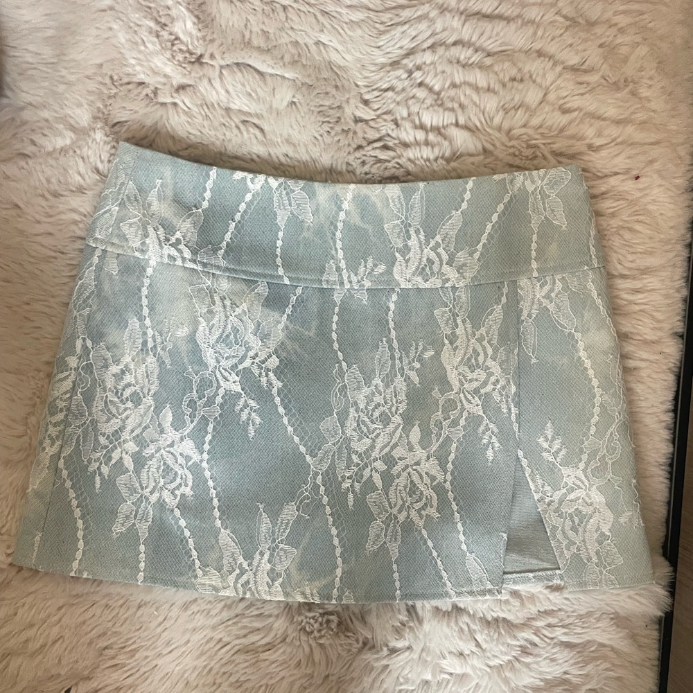 Green Mini Pencil Skirt with Wrap Design